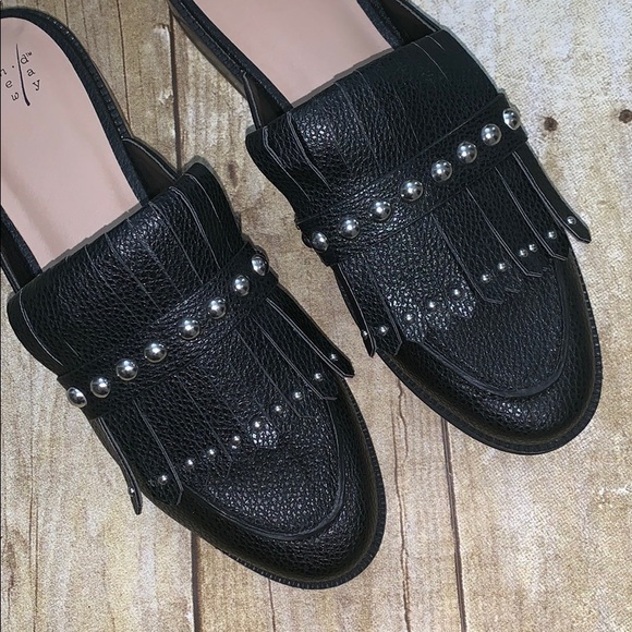 A New Day Black Studded Mules - Picture 2 of 5